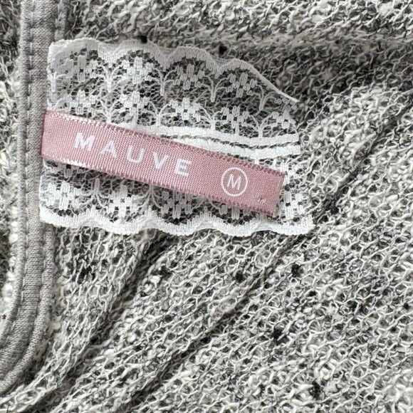MAUVE Women Open Front Sweater Size M Gray Pink Lace Bell Sleeves Casual 21-6 - Picture 5 of 12